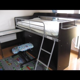 美品 システムデスク デスク 机 ベット 子供 学習机の画像