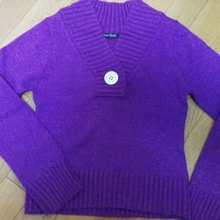 美品✨パープルラメいり　あったかニット　Mの画像