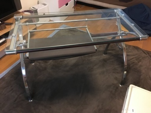 値下げしました 4千円→2千円 ガラス天板、木目調パソコンデスク 120cm