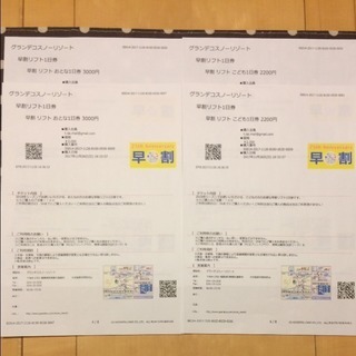 グランデコ リフト券 大人 1日券 早割 3枚