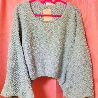 未使用/ﾌﾜﾓｺﾆｯﾄ/ﾓﾓﾝｶﾞ袖/ﾘｽﾞﾘｻ/ﾌﾞﾙｰ(白もあります)の画像