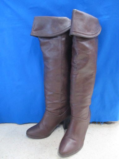 (I-1086) 　ロングブーツ　ブラウン　Mサイズ　ブランド不明　ヒール高8.5cm ※中古品\t\t\t\t\t\t