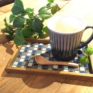 ▽▼▽モザイクタイルのCafeトレー▽▼▽