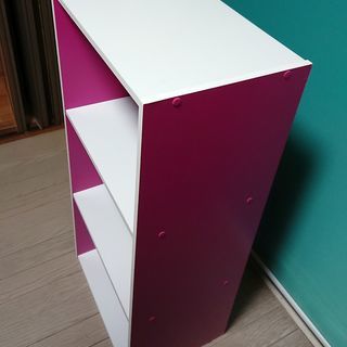 ドン・キホーテ 可愛いよ♪ ツートーン 2トーン カラーボックス 収納 42×29×88センチ 女のコ 割と重厚 しっかり おしゃれ お洒落 インテリア 洋間 フローリングの画像