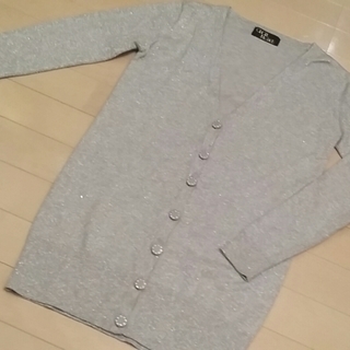 美品■セシルマグビー■シルバーラメ■ロングカーディガン■M