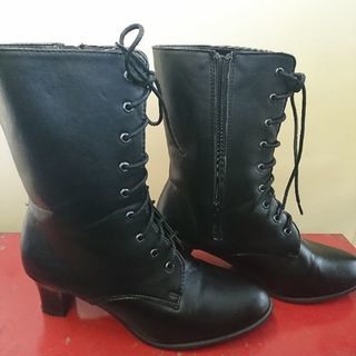 編み上げブーツ 黒 23.5cm 卒業式の袴にも合います 試着できますの画像