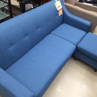 ☆美品☆ 3Pソファ　3人掛け　ブルー　オットマン 付　福岡　糸島　唐津