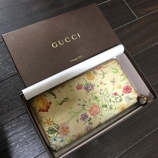 GUCCI グッチ バンブー フローラ ラウンドファスナー 長財布