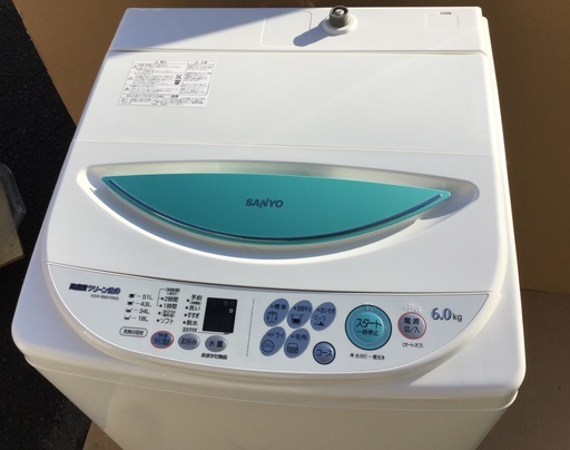 美品:サンヨー・6kg・全自動洗濯機・ASW–B60V・ステンレス槽