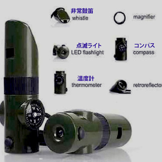 コンパス,温度計,電灯,救命笛,レンズ５つの機能を搭載！の画像