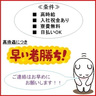 ≪寮費無料＆日払いOK≫軽作業で高時給！入社祝い金30万円も支給！の画像