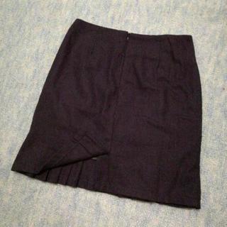未使用♪Mサイズ 前裾プリーツスカート ブラックの画像