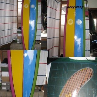 ロングボード　Ｍモーメンツ長さ9.4Ｆ修理済みカラーリングリメイク品の画像