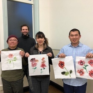 アメリカ人講師から習うスケッチの基礎と墨彩画（水墨画）の画像