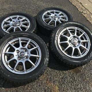 社外ホイール 155/65R13 ダンロップ DSX-2 2013年 スタッドレスタイヤ付き4本セット バリ山 A-TECH 4J +42 4x100 管理番号2194
