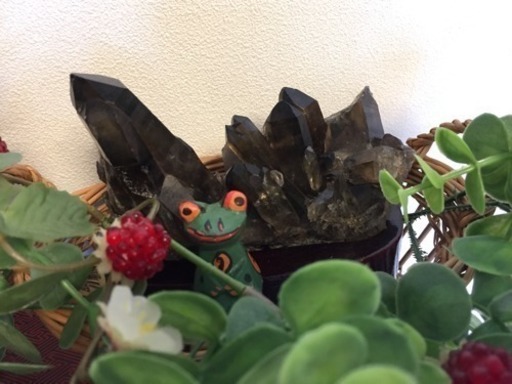 黒水晶クラスター 台座付き