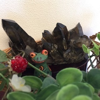 黒水晶クラスター 台座付き