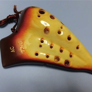 TNG 複数管 アルト C管 AC 釉色 三管 トリプル オカリナ 陶笛 管吹奏 楽器 ocarina 高級 台湾製 (ブラウンゴールド) 