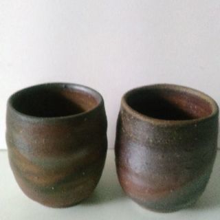 備前焼 湯飲み2個🍵【未使用】出井尚文 作 酒器としても🆗の画像