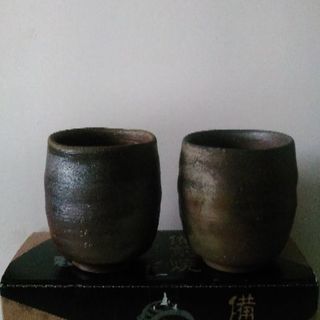 備前焼 湯飲み2個🍵【未使用】出井尚文 作 酒器としても🆗の画像