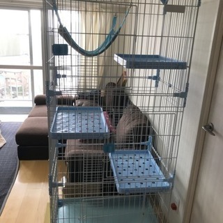 猫 キャットケージ3段 ハンモック付！の画像