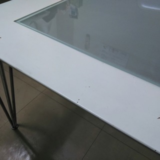 【北九州】応接ガラステーブル・二人掛け応接ソファ・丸椅子の３点セットの画像