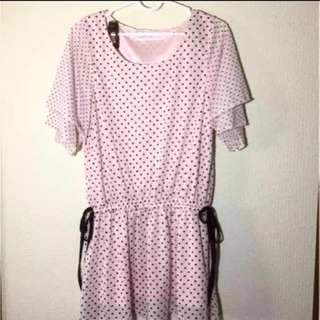 美品！ペプラム ピンク ドット  トップス ワンピース