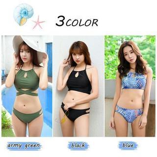 【お買得！】ブラックL★大人気！ レディース 水着 ハイネック 大人可愛い♪ 体型カバーの画像