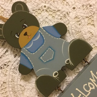 トールペイント クマの壁飾り WELCOMEボード 