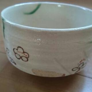 織部焼 茶道具  加藤五陶 造 作 鳴海織部 茶碗 抹茶 梅に鶯 未使用品の画像
