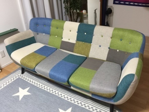 状態良好！定価約110000円→39000円ナビア パッチワークソファ 3S フランフラン