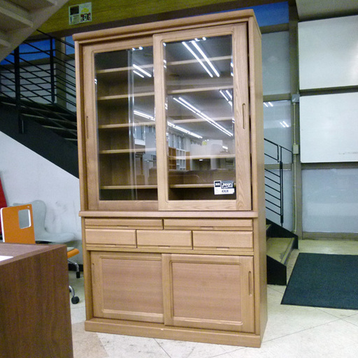 河口家具製作所 カップボード 食器棚 ダイニングボード 幅118×高さ196 ブナ材 ナチュラル系無垢材宮の沢店