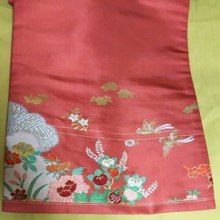 アンティーク☆名古屋帯 ピンク 菊 牡丹 御所車の画像