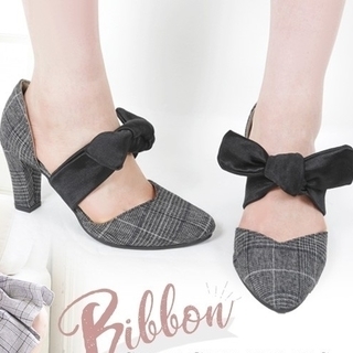 新品★リボン パンプス★Ｌサイズ３色有