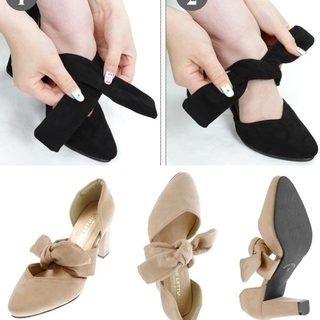 新品★リボン パンプス★Ｌサイズ３色有の画像