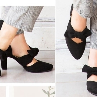 新品★リボン パンプス★Ｌサイズ３色有の画像