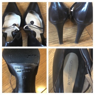 大幅値下げ！Giorgio Armani ブラックレザーパンプス　(^^♪の画像