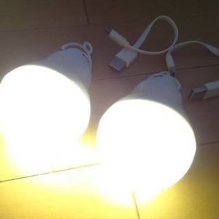 ★2個セット★USB充電式 LED 電球型バッテリーライト 吊り...