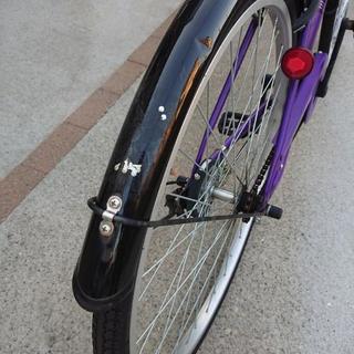 紫フレーム 自転車 シティサイクルの画像