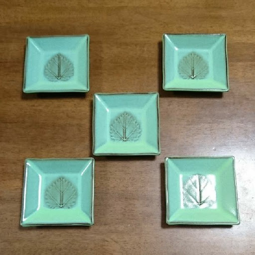 小皿 臥牛窯 角形葉文銘々皿 5客セット