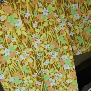 洗える着物☆小紋 袷 黄色 茶の画像