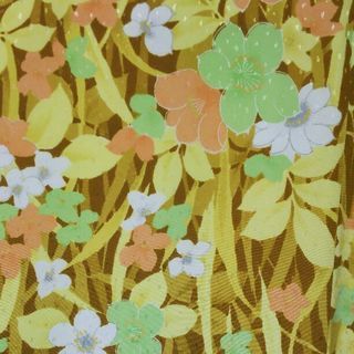 洗える着物☆小紋 袷 黄色 茶の画像