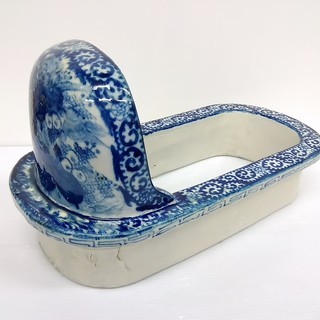 レトロな便器♪　染付　陶器　和式　アンティーク
