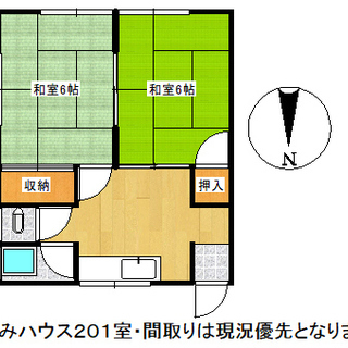 🆕🐈・🐕５匹＋費用０＋後家賃＋フリーレントのむつみ201・２ＤＫ・