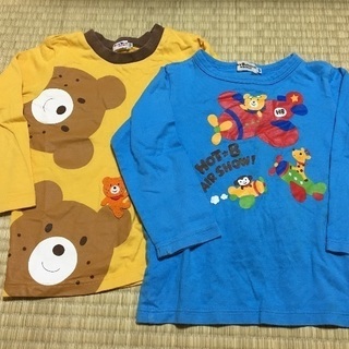 ミキハウスサイズ100の長袖シャツ２枚組