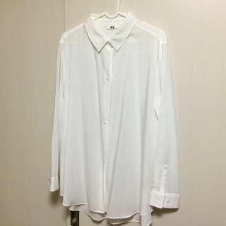 新品 ユニクロ 白シャツ レーヨン XLサイズの画像