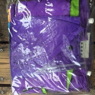 新品 雨かっぱ 上下セット Lサイズ 紫の画像