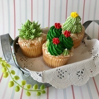 ケーキデコレーション☆多肉植物カップケーキの画像