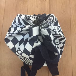 ◆未使用◆非売品★ECCジュニア ディズニー 入学・進級プレミアム 巾着リュック モノクロ ミッキー柄 きんちゃく 鞄 かばん カバン BAG disney mickeyの画像