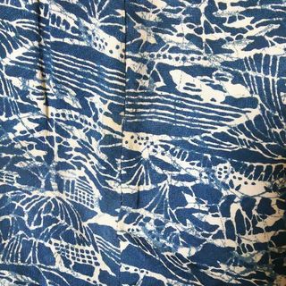 正絹 小紋 袷 青地 風景文様の画像